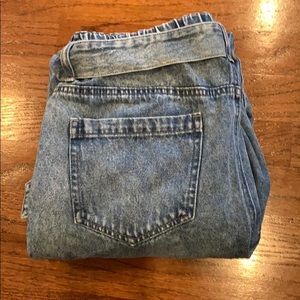 Forever 21 Tie Belt Mom Jeans Acid Wash